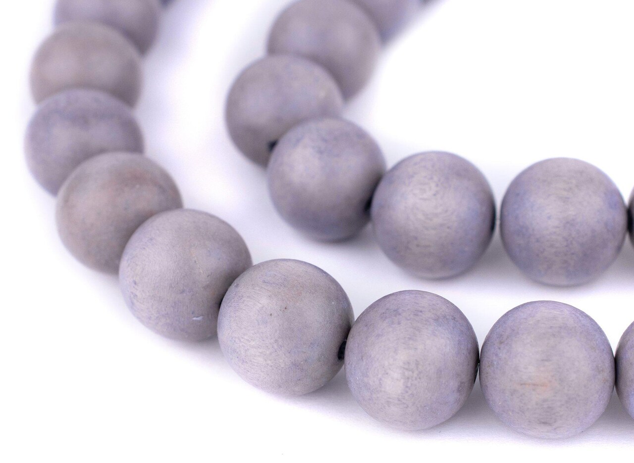 The Bead Chest Natural 18mm Wooden Beads in Grey - Light for Jewelry Making – Round Loose Wood Spacer Beads I Approximately 24 Beads